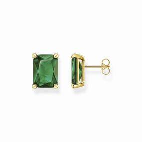 Thomas Sabo Ear studs green stone gold