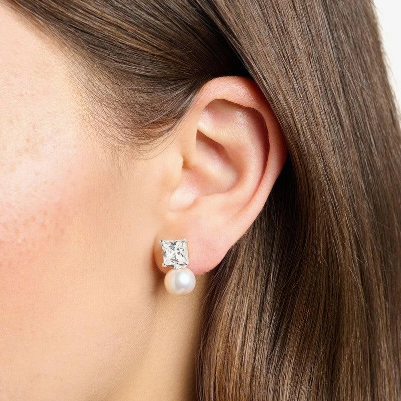 Thomas Sabo Earrings - Studs - Pearl With White Stone - Silver