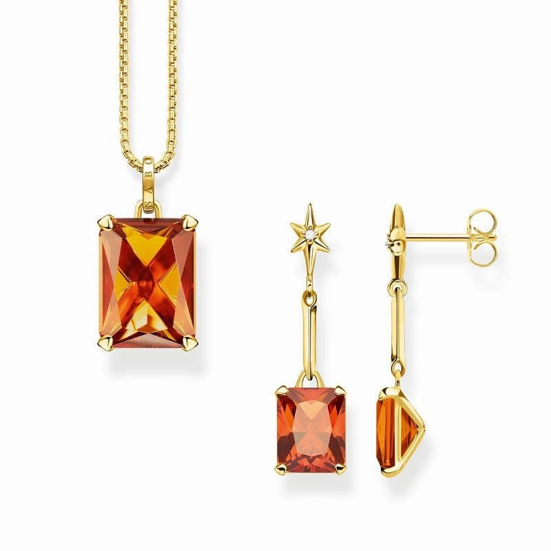 Thomas Sabo Earrings orange stone with star