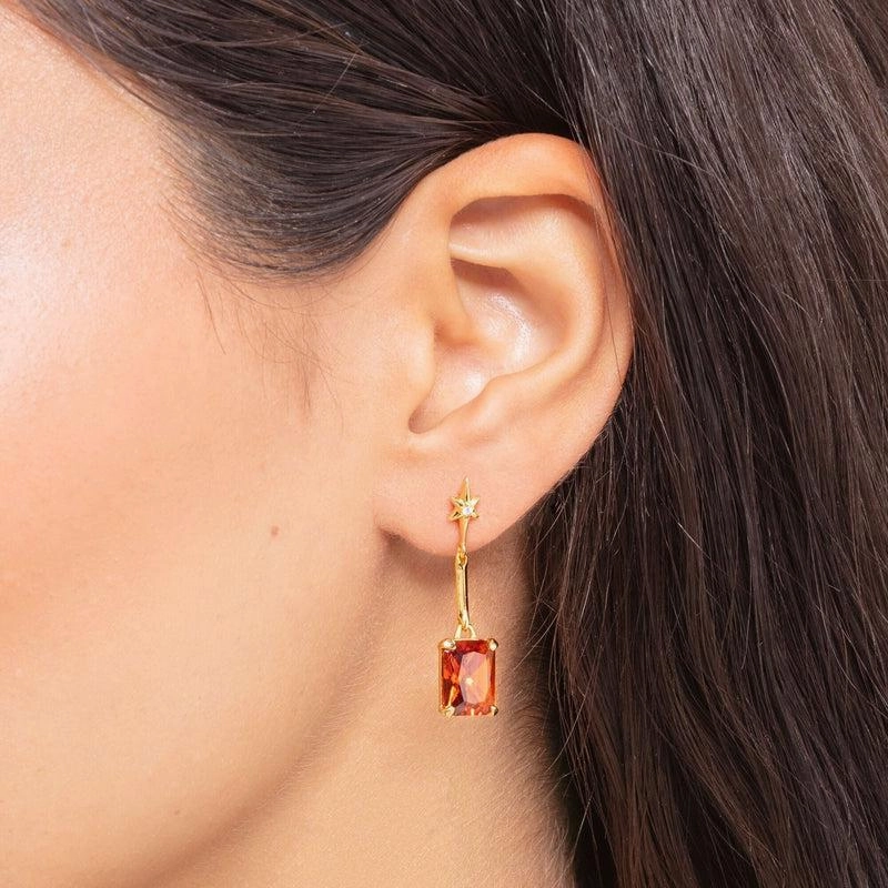 Thomas Sabo Earrings orange stone with star