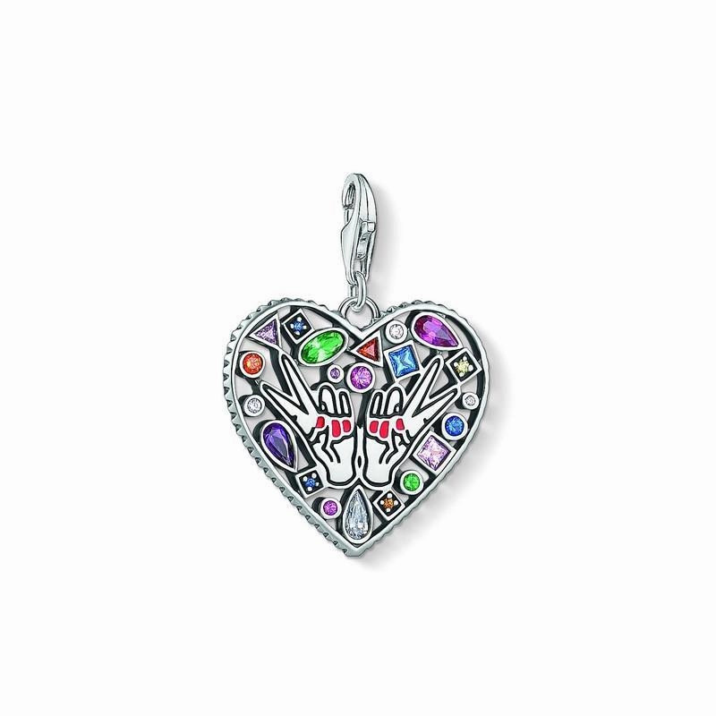 Thomas Sabo Filigree Multi-Colour Oxidised Heart Charm