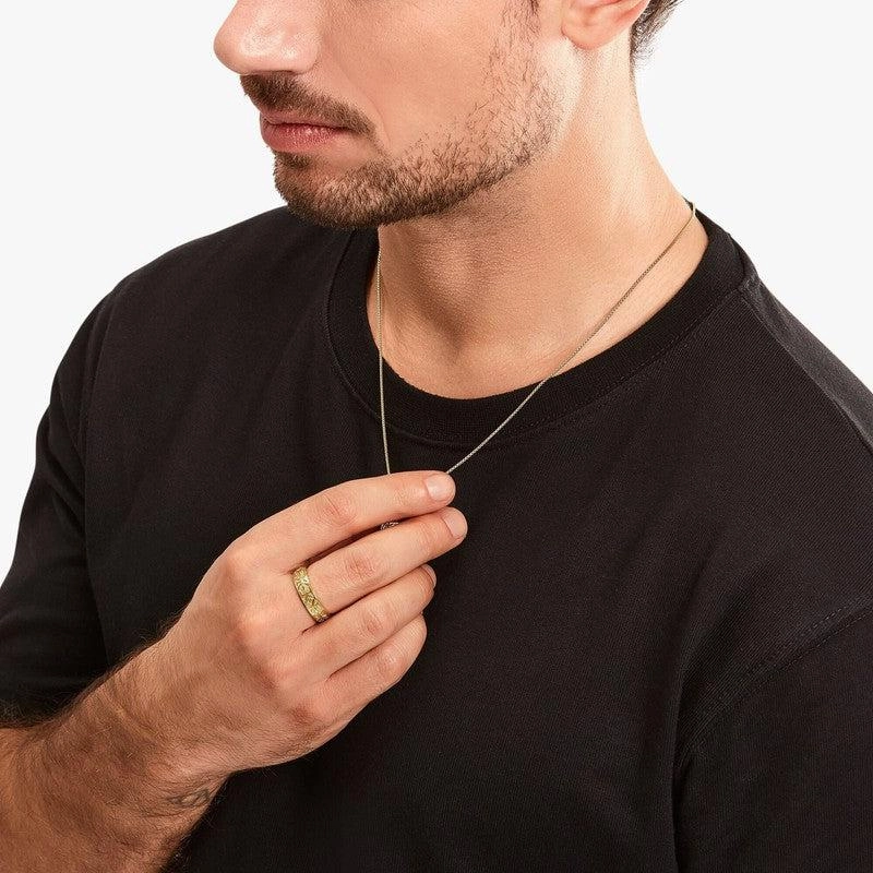 Thomas Sabo Gold-plated Band Ring with Pattern and Black Zirconia