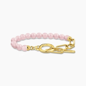 Thomas Sabo Gold-plated Bracelet - Rose Quartz Beads