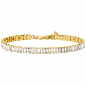 Thomas Sabo Gold Plated Brass Zirconia Baguette Tennis Bracelet