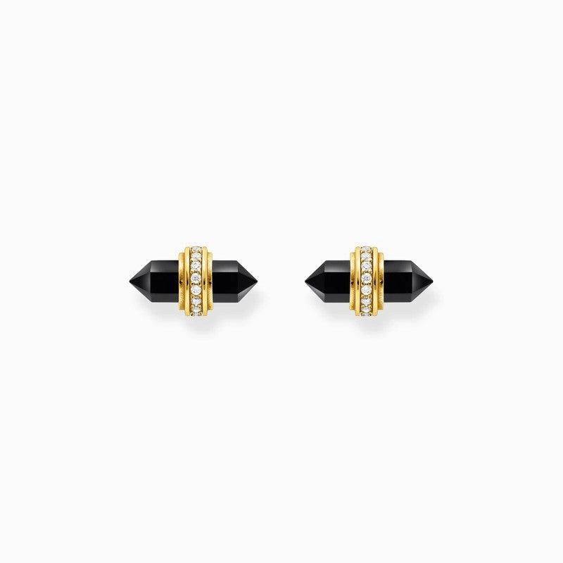 Thomas Sabo Gold-plated Ear Studs with Hexagonal Onyx
