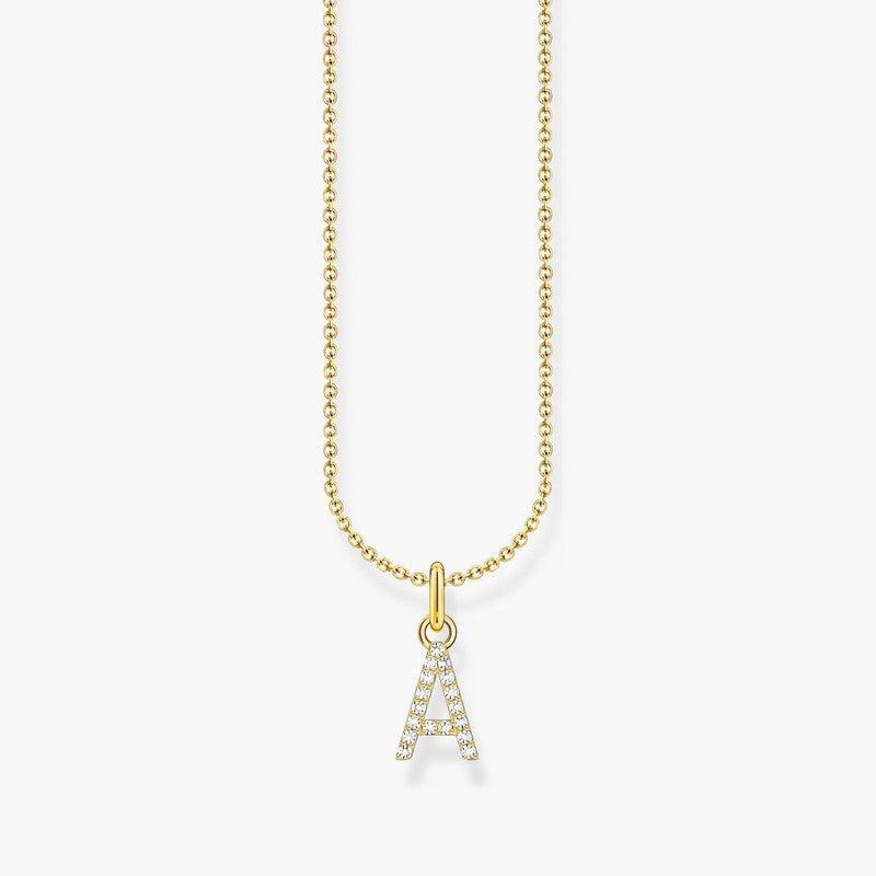 Thomas Sabo Gold-plated Necklace with Letter A & White Stones
