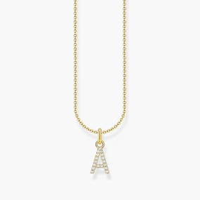 Thomas Sabo Gold-plated Necklace with Letter A & White Stones