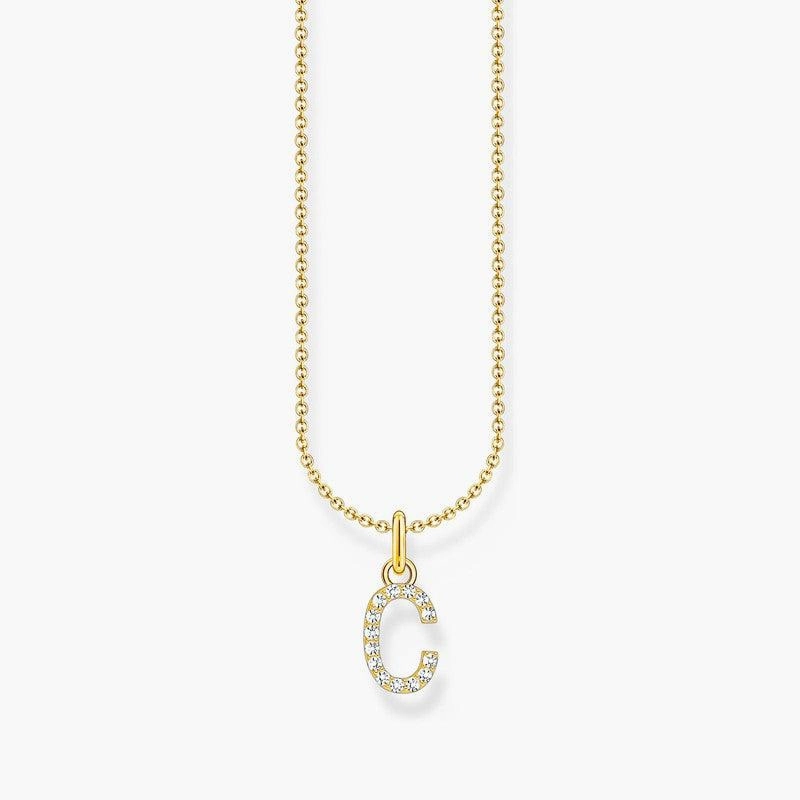 Thomas Sabo Gold-plated Necklace with Letter C & White Stones