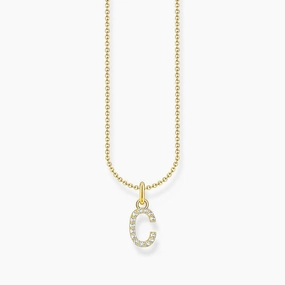 Thomas Sabo Gold-plated Necklace with Letter C & White Stones