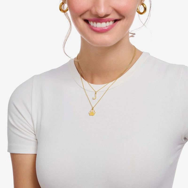 Thomas Sabo Gold-plated Necklace with Letter E & White Stones
