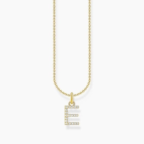 Thomas Sabo Gold-plated Necklace with Letter E & White Stones