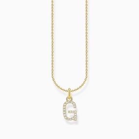 Thomas Sabo Gold-plated Necklace with Letter G & White Stones