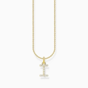 Thomas Sabo Gold-plated Necklace with Letter I & White Stones