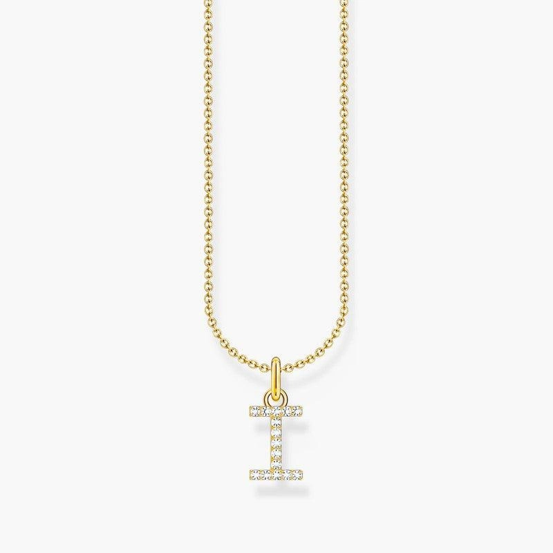Thomas Sabo Gold-plated Necklace with Letter I & White Stones