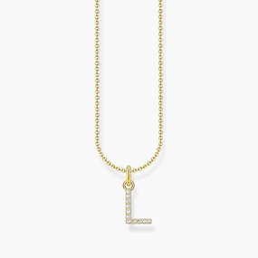 Thomas Sabo Gold-plated Necklace with Letter L & White Stones