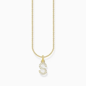 Thomas Sabo Gold-plated Necklace with Letter S & White Stones