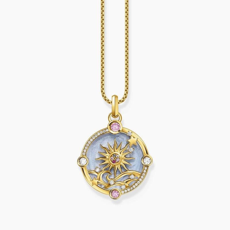 Thomas Sabo Gold-plated Pendant with Blue Cold Enamel and Colourful Stones