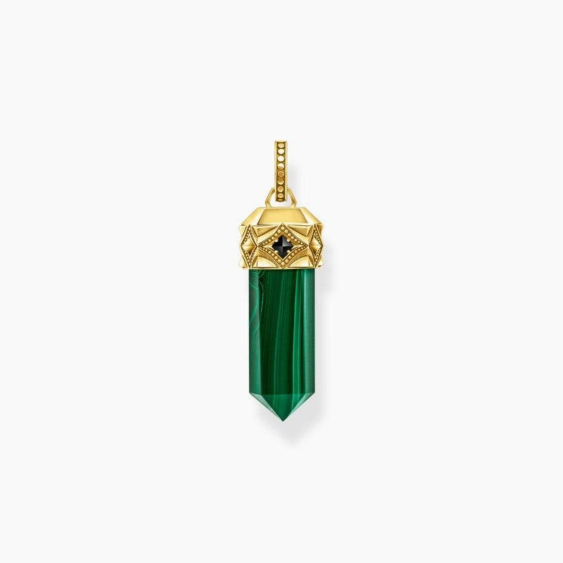 Thomas Sabo Gold-plated Pendant with Hexagon-cut Green Malachite