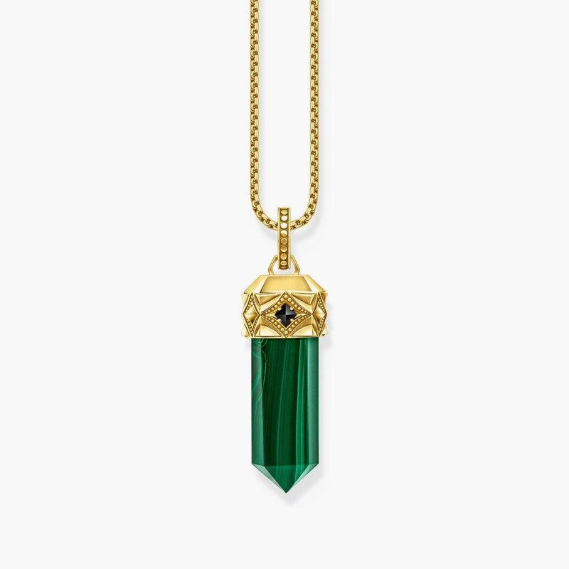 Thomas Sabo Gold-plated Pendant with Hexagon-cut Green Malachite