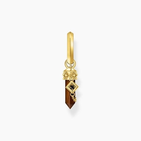 Thomas Sabo Gold-plated Single Hoop Earring with Red Tiger's Eye Pendant