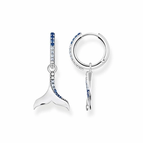 Thomas Sabo Hoop earrings tail fin with blue stones