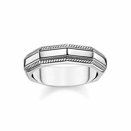 Thomas Sabo Mens Silver Pattern Cornered Ring