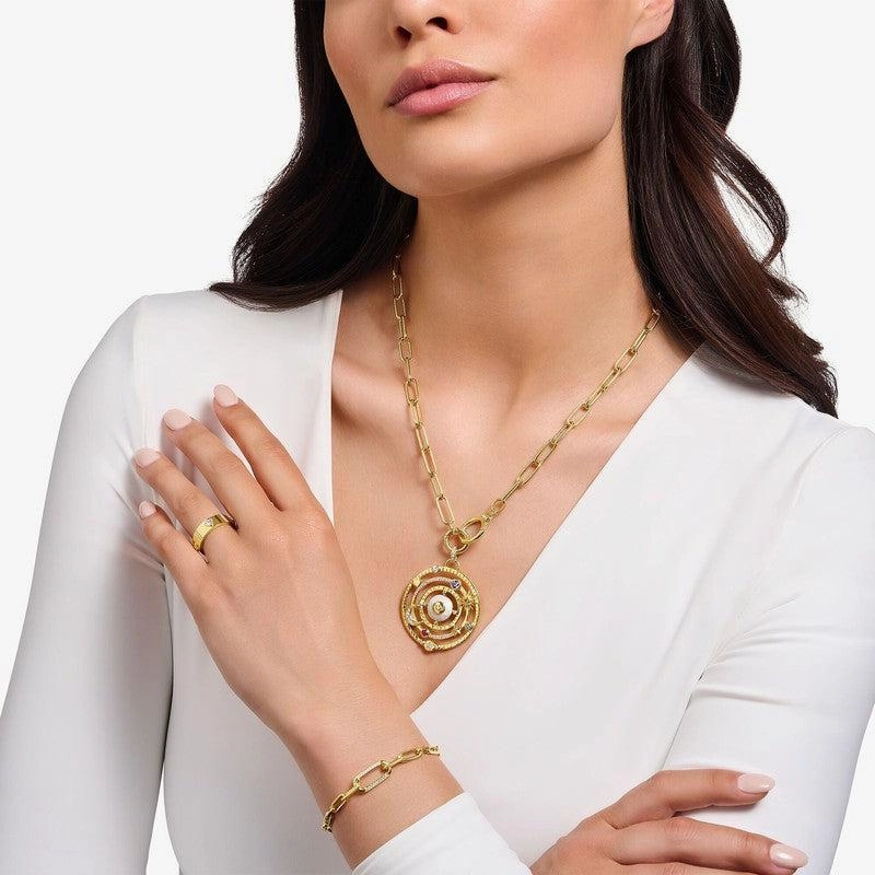 Thomas Sabo Necklace - Ring Clasps And Zirconia - Yellow-Gold