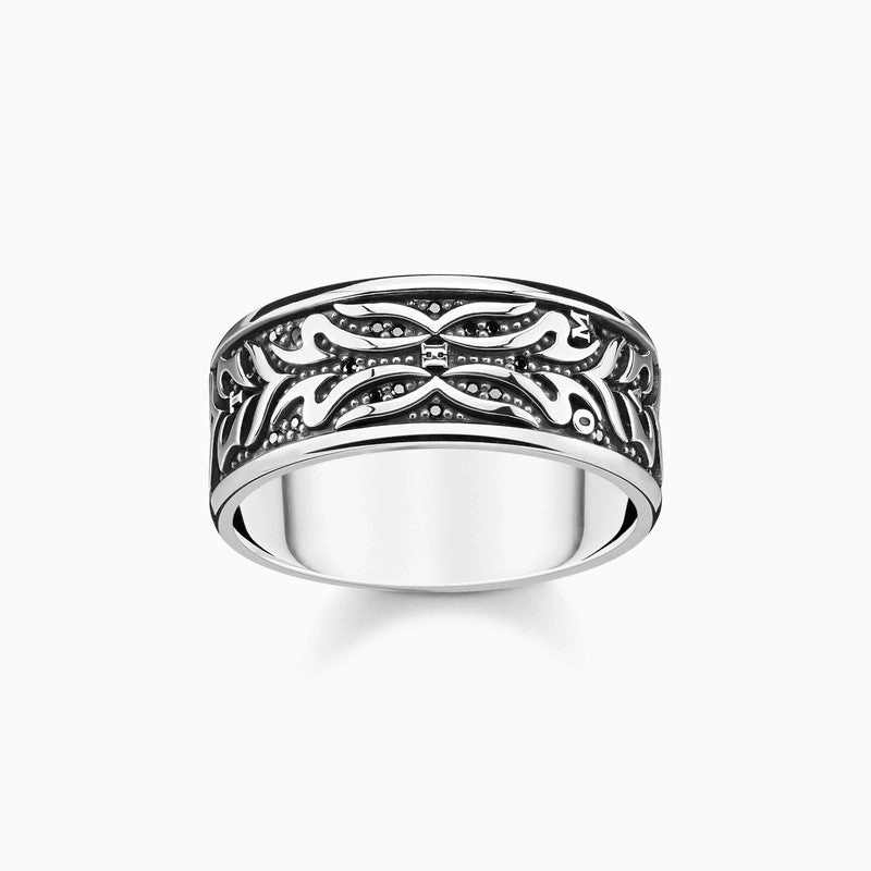 Thomas Sabo Ring - Tiger Patterned - Blackened Silver