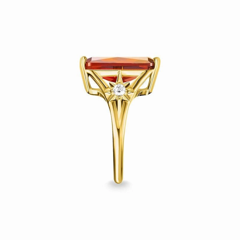 Thomas Sabo ring Orange stone, large, with star