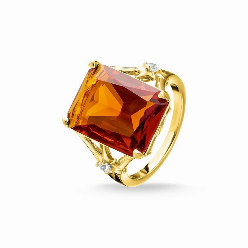 Thomas Sabo ring Orange stone, large, with star