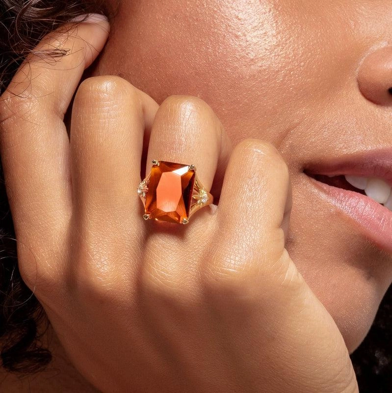 Thomas Sabo ring Orange stone, large, with star