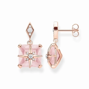 Thomas Sabo Rose Gold Filigree Star on Stone Earrings