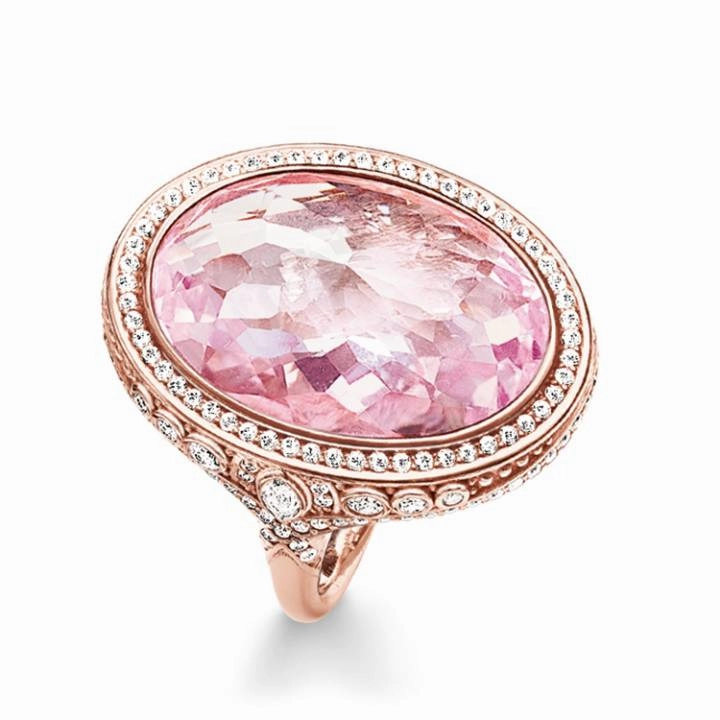 Thomas Sabo Rose Gold Plated Large Oval Pink CZ Ring