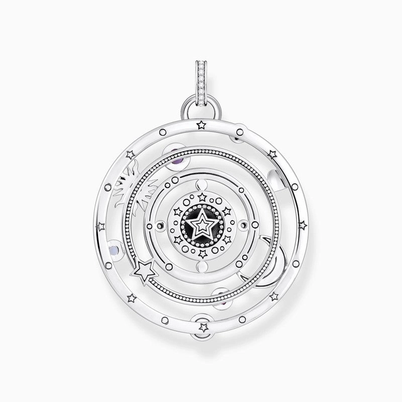 Thomas Sabo Silver Blackened Pendant with Half-ball and Colourful Stones