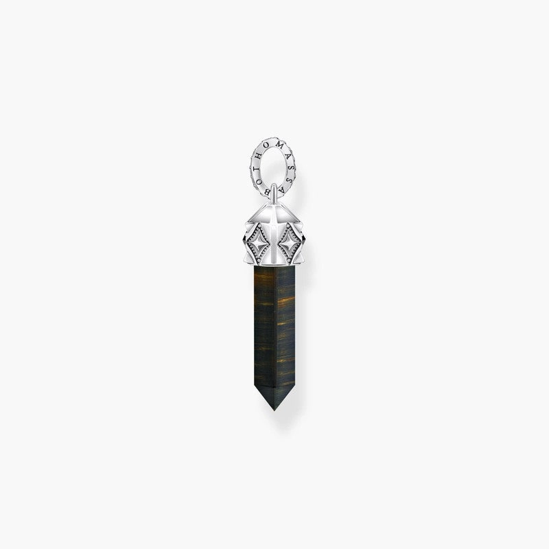 Thomas Sabo Silver Blackened Pendant with Hexagon-cut Gold Blue Tiger's Eye