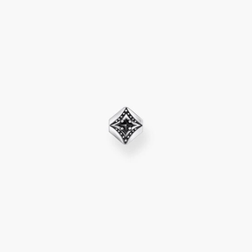Thomas Sabo Silver Blackened Single Ear Stud with Black Zirconia and Pattern