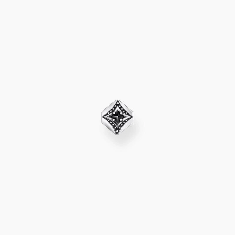 Thomas Sabo Silver Blackened Single Ear Stud with Black Zirconia and Pattern