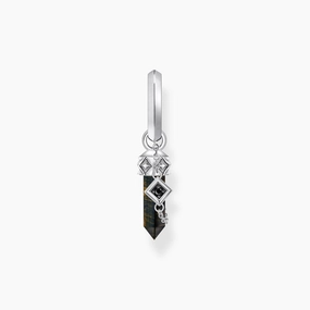 Thomas Sabo Silver Blackened Single Hoop Earring with Gold Blue Onyx Pendant