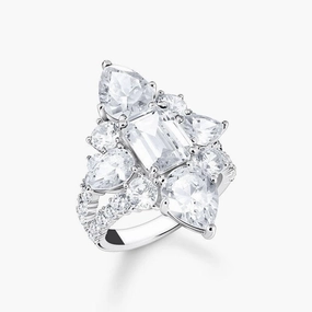Thomas Sabo Silver Cocktail Ring with Clear Zirconia