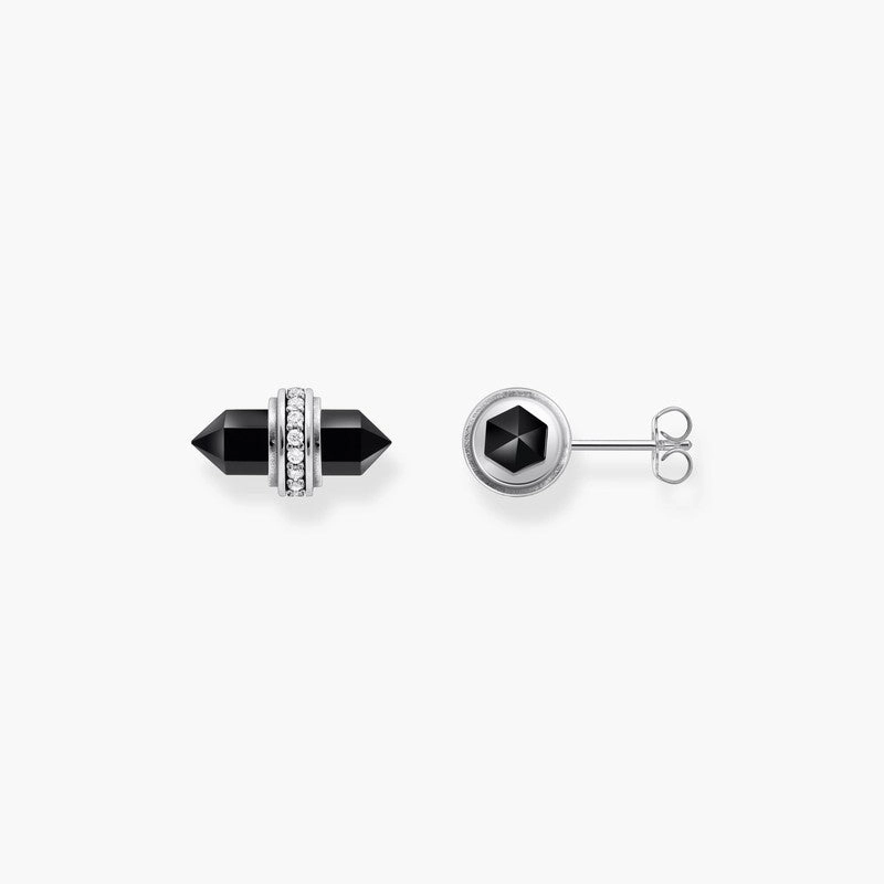 Thomas Sabo Silver Ear Studs with Hexagonal Onyx