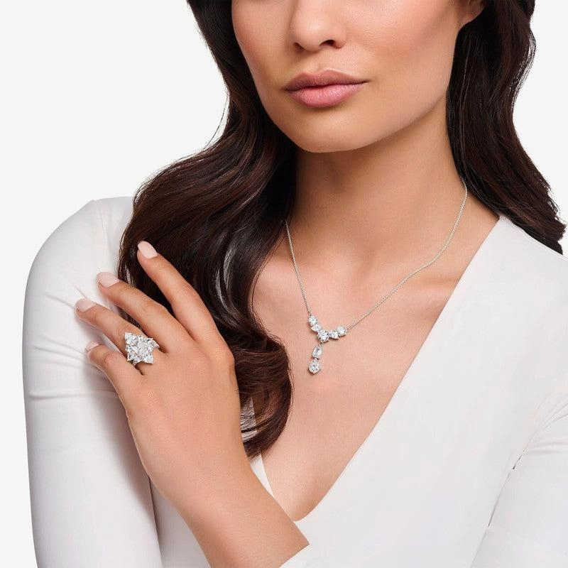 Thomas Sabo Silver Necklace in Y-shape with White Zirconia Stones