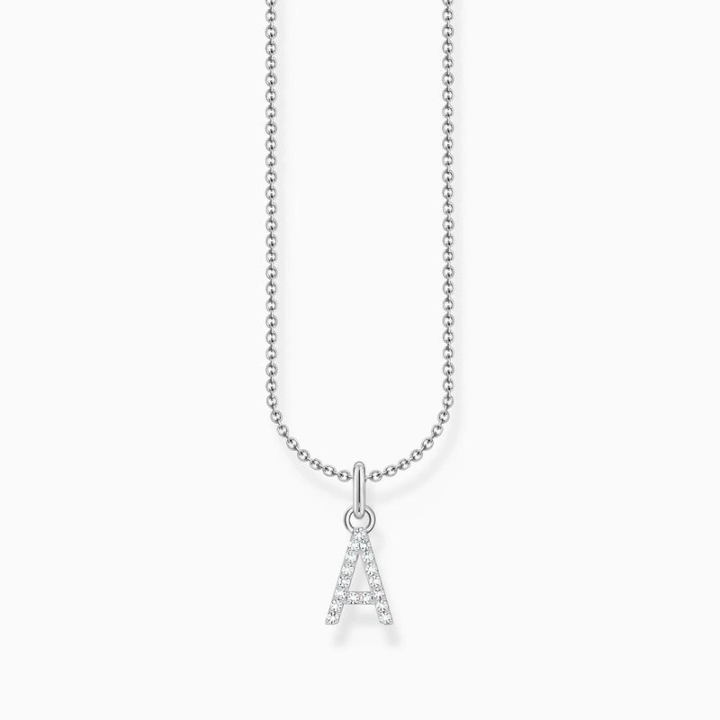 Thomas Sabo Silver Necklace with Letter A & White Stones