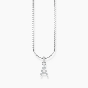 Thomas Sabo Silver Necklace with Letter A & White Stones