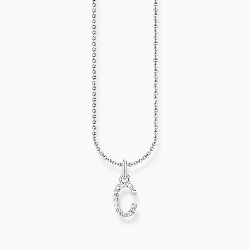 Thomas Sabo Silver Necklace with Letter C & White Stones