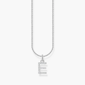 Thomas Sabo Silver Necklace with Letter E & White Stones