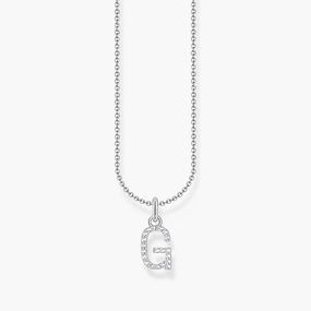 Thomas Sabo Silver Necklace with Letter G & White Stones