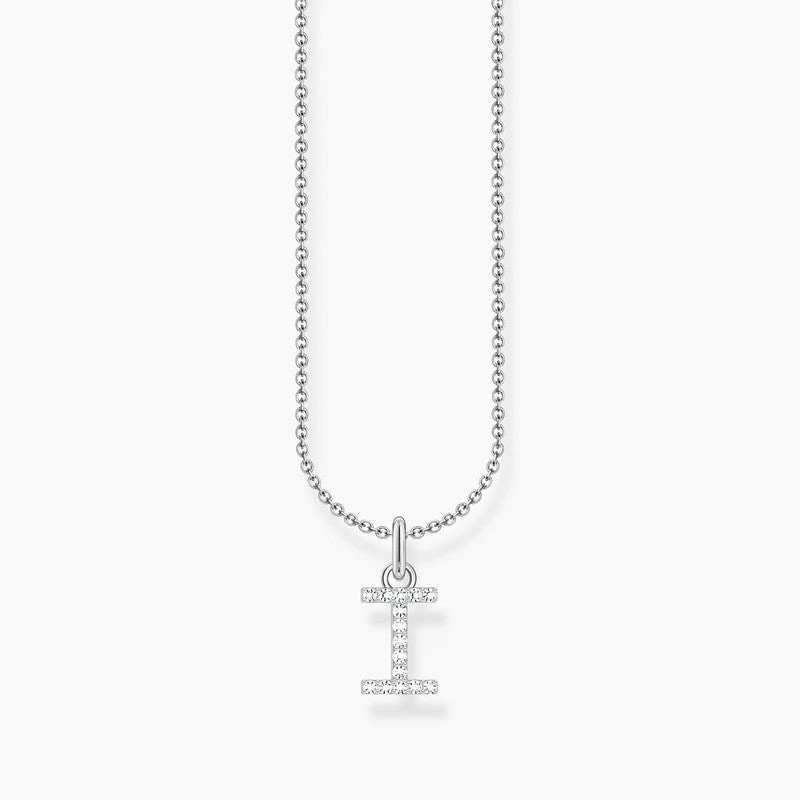 Thomas Sabo Silver Necklace with Letter I & White Stones
