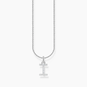 Thomas Sabo Silver Necklace with Letter I & White Stones