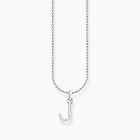 Thomas Sabo Silver Necklace with Letter J & White Stones