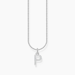 Thomas Sabo Silver Necklace with Letter P & White Stones